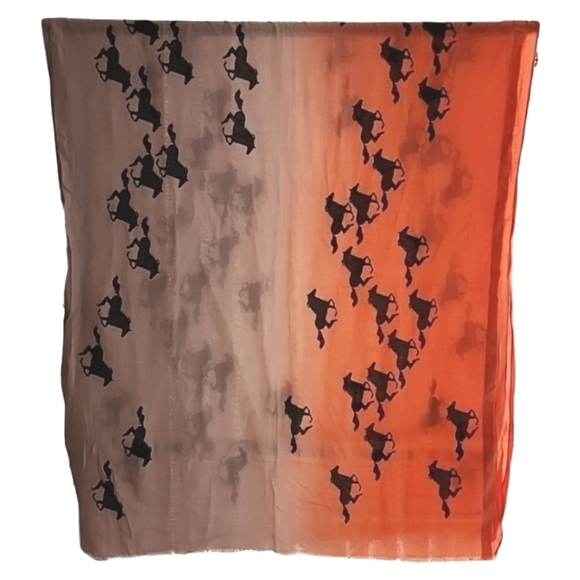 VINTAGE EQUESTRIAN Oversized Wrap Scarf Throw Cover Neon Ombre Horses Stallions - Picture 10 of 15